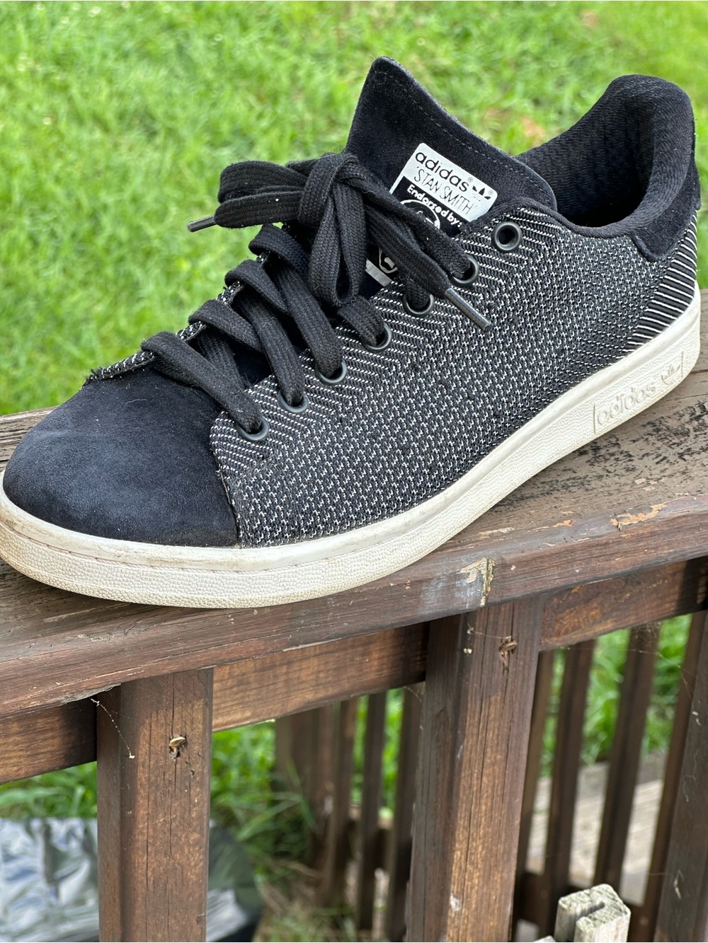 Adidas Stan Smith M17157 Black Woven Sneakers Men’s 9 Classic Casual